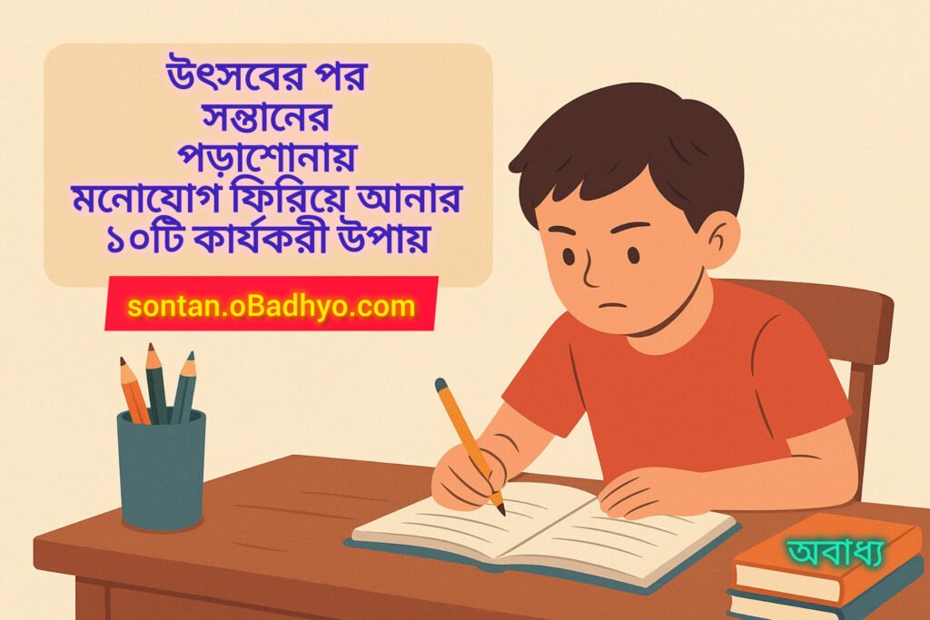 উৎসবের পর পড়াশোনা -য় শিশুর মনোযোগ ফিরিয়ে আনার ১০টি কার্যকরী উপায়